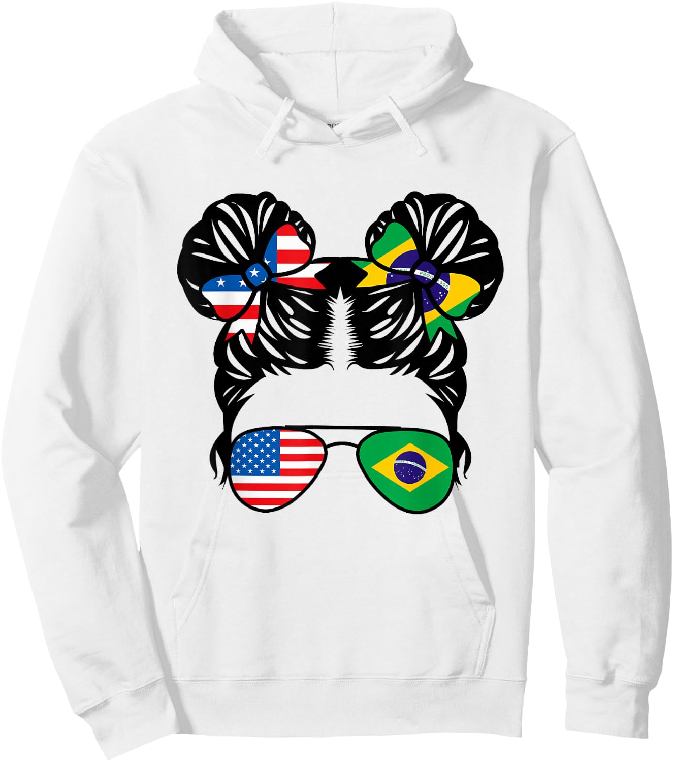 Half American Half Brazilian Girl USA Brazil Flag Patriot Small Hoodie - Hoodie | White
