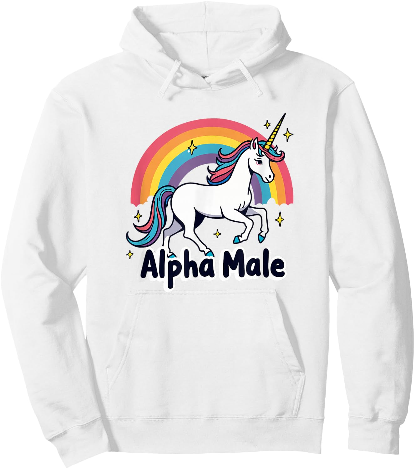 Alpha Male Rainbow Unicorn Weird AlphaMale Meme Pink Hoodie - Hoodie | White