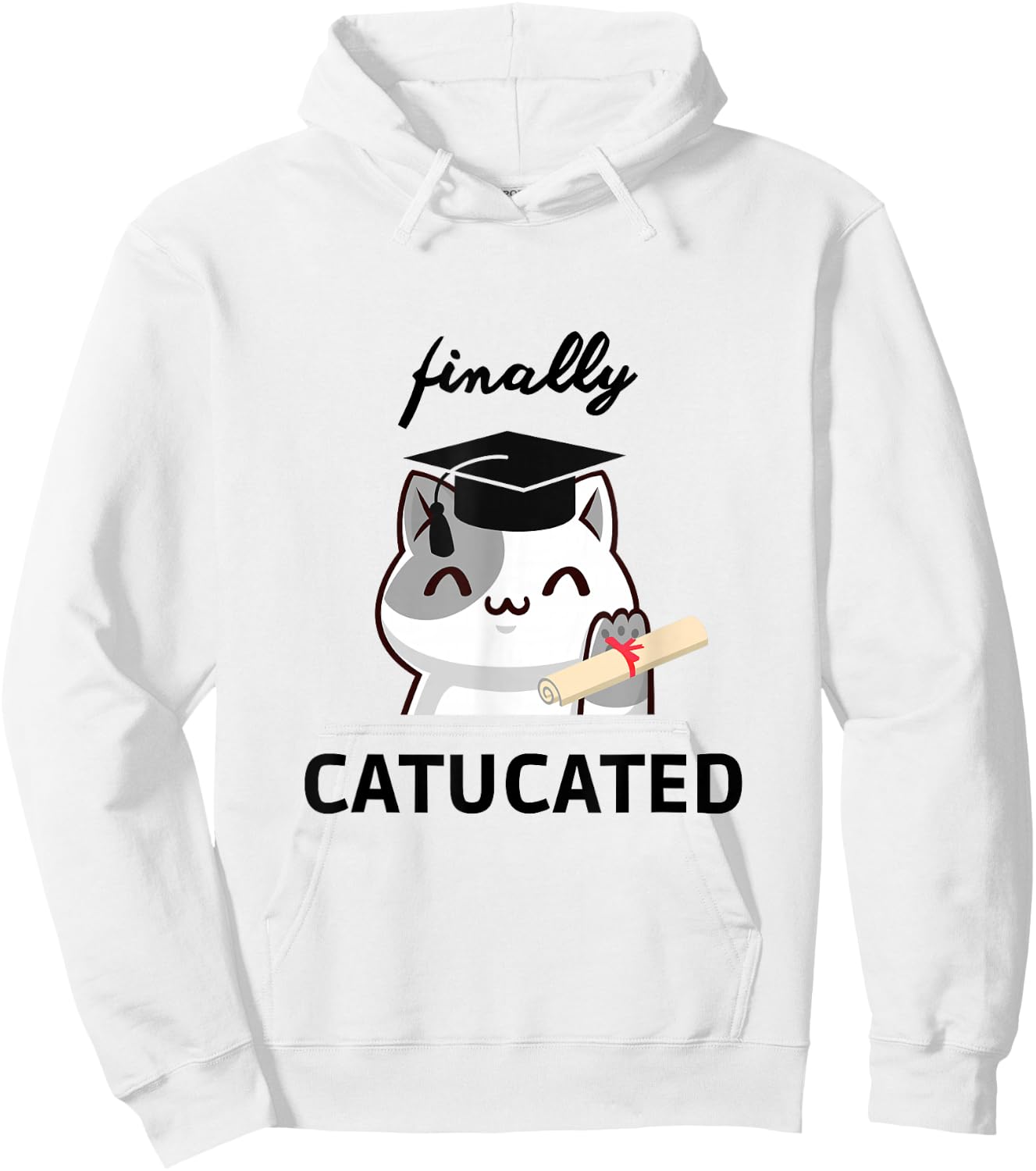 Catucated süße Kawaii Katze Bachelor Hut Studium Abschluss Hoodie - Hoodie | White