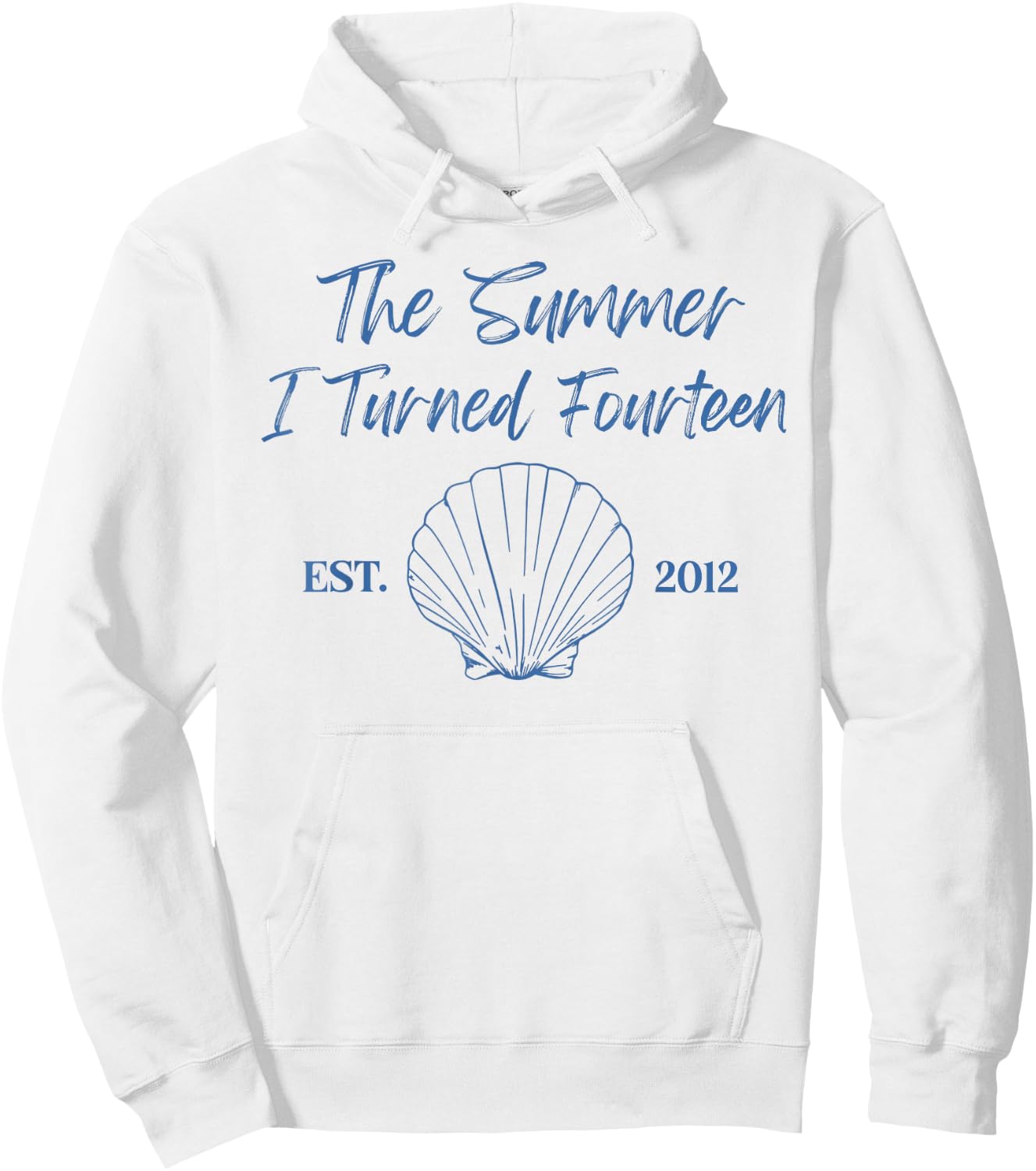 Summer I Turned Fourteen 14th Birthday Seashell Coastal Bow Hoodie - Hoodie | White