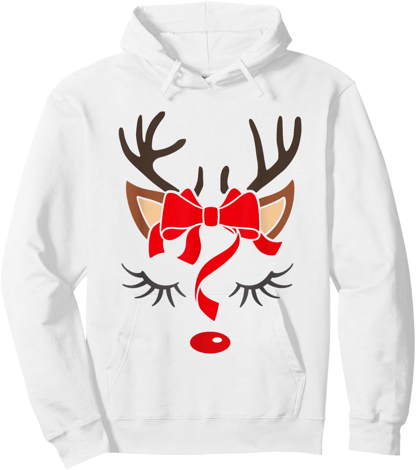 Reindeer Antlers Christmas Outfit Women Girls Kids Xmas Hoodie - Hoodie | White