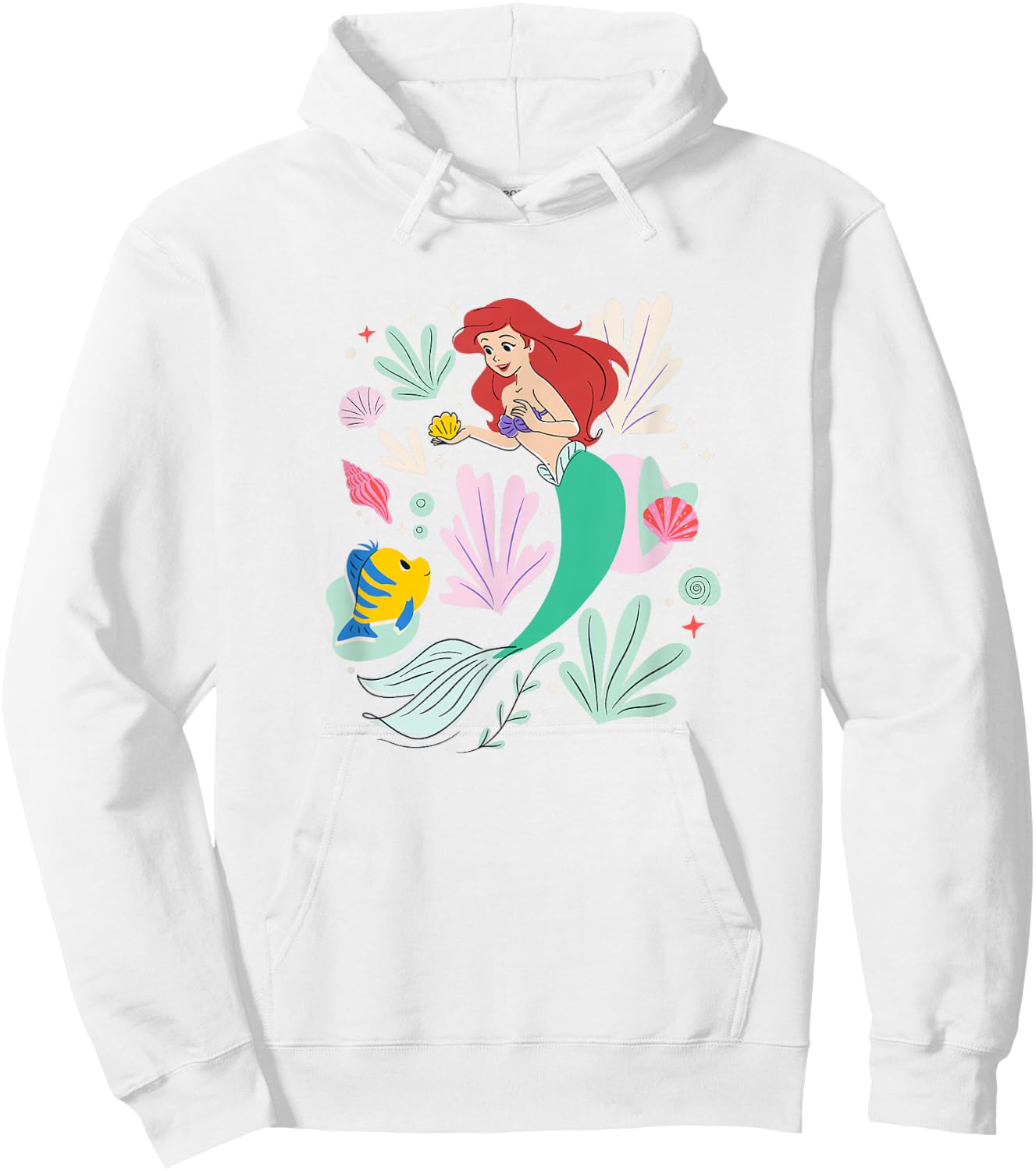 Disney The Little Mermaid Ariel & Flounder Undersea Sketch Hoodie - Hoodie | White