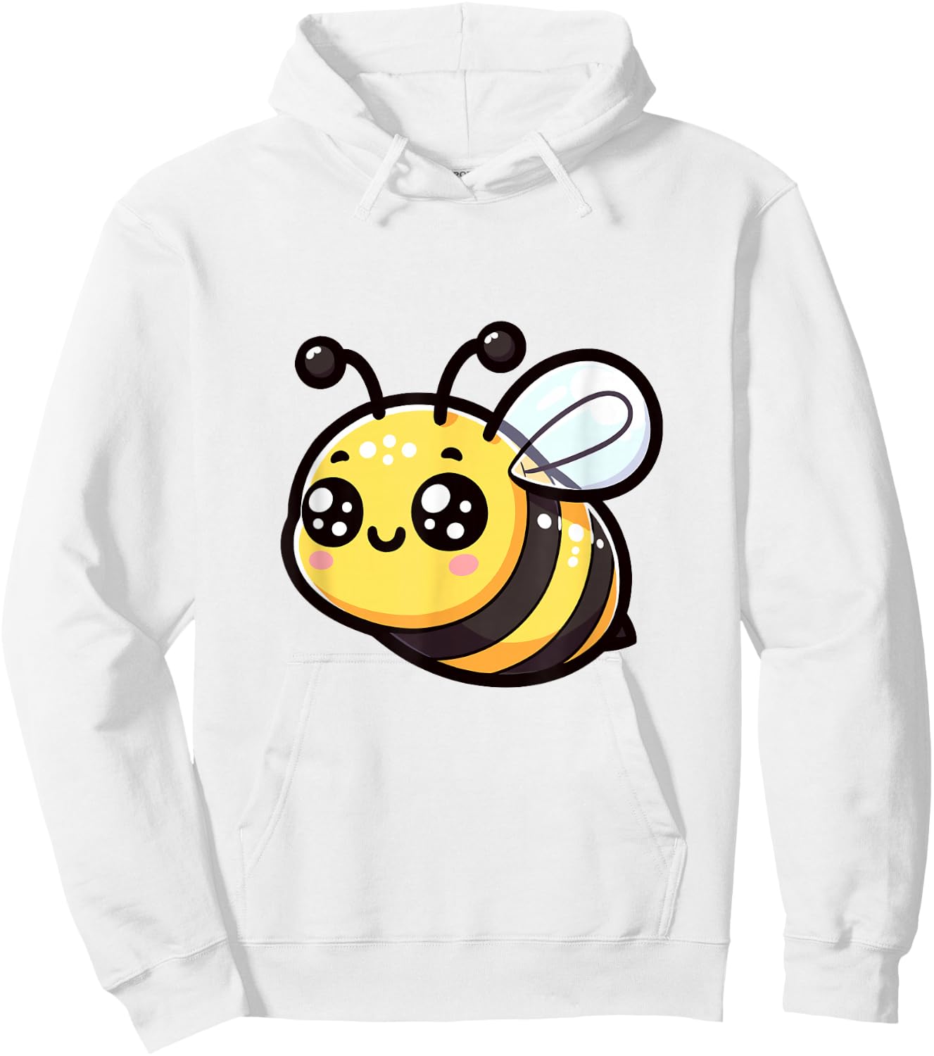 Joyful Cartoon Bee Cute Adorable Yellow Black Hoodie - Hoodie | White