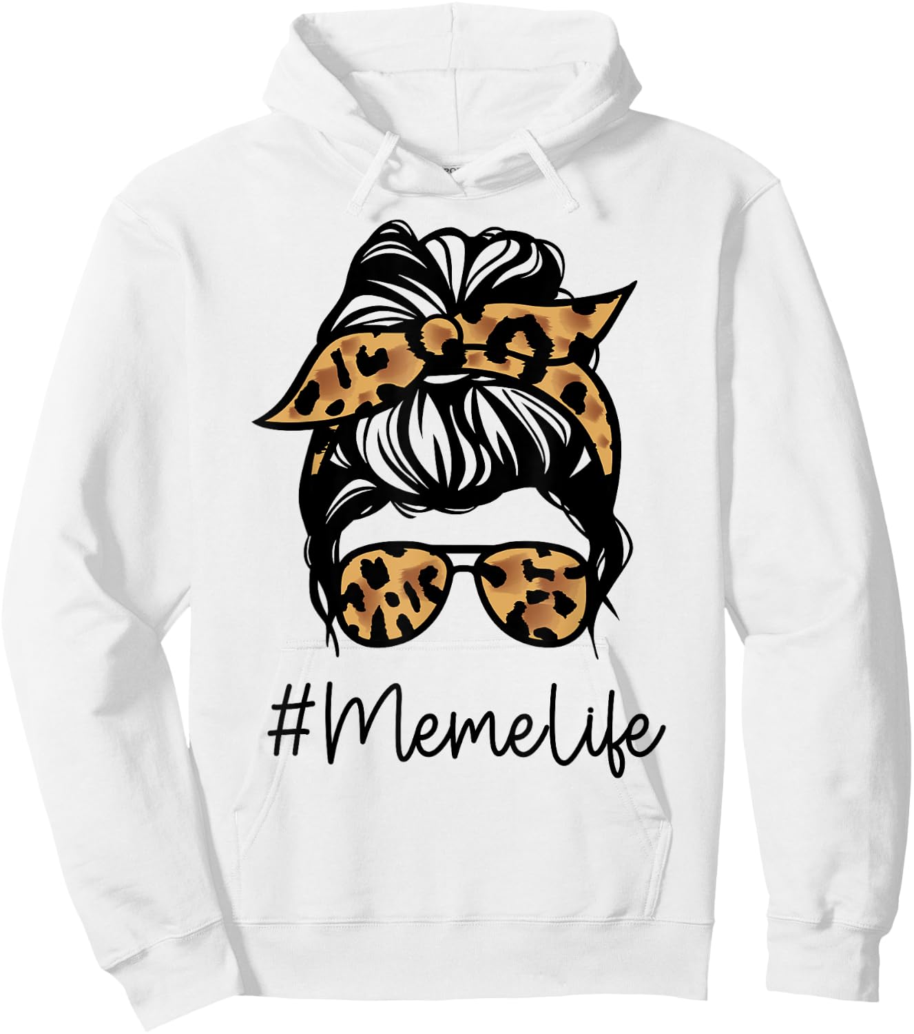 MEME Leopard Messy Bun Mother's Day for Grandmothers Hoodie - Hoodie | White