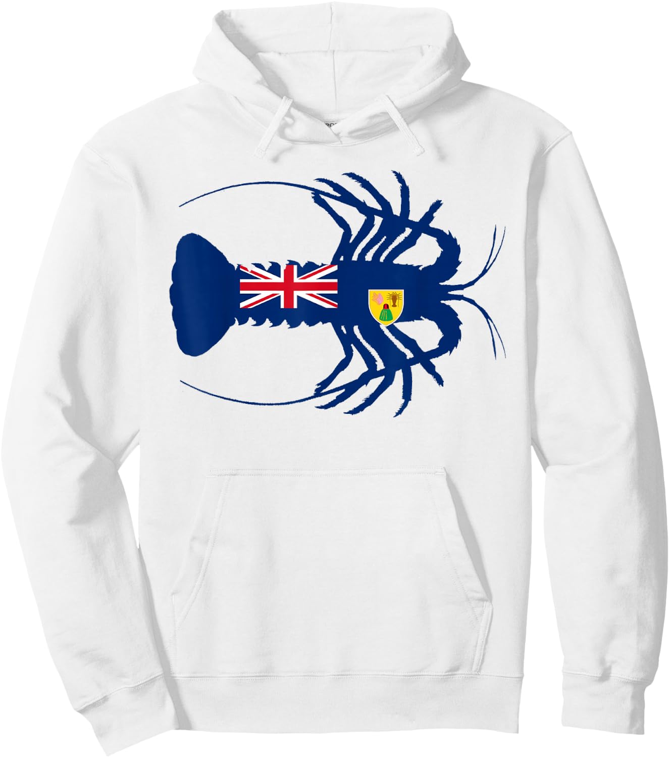 Turks and Caicos Flag Caribbean Spiny Lobster Silhouette Hoodie - Hoodie | White