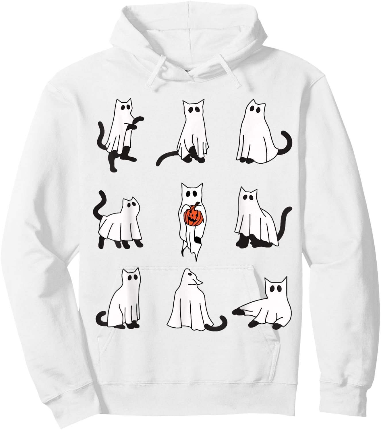 Cute Ghost Cat Funny Halloween Cat Design ghost cat Women Kids Hoodie - Hoodie | White