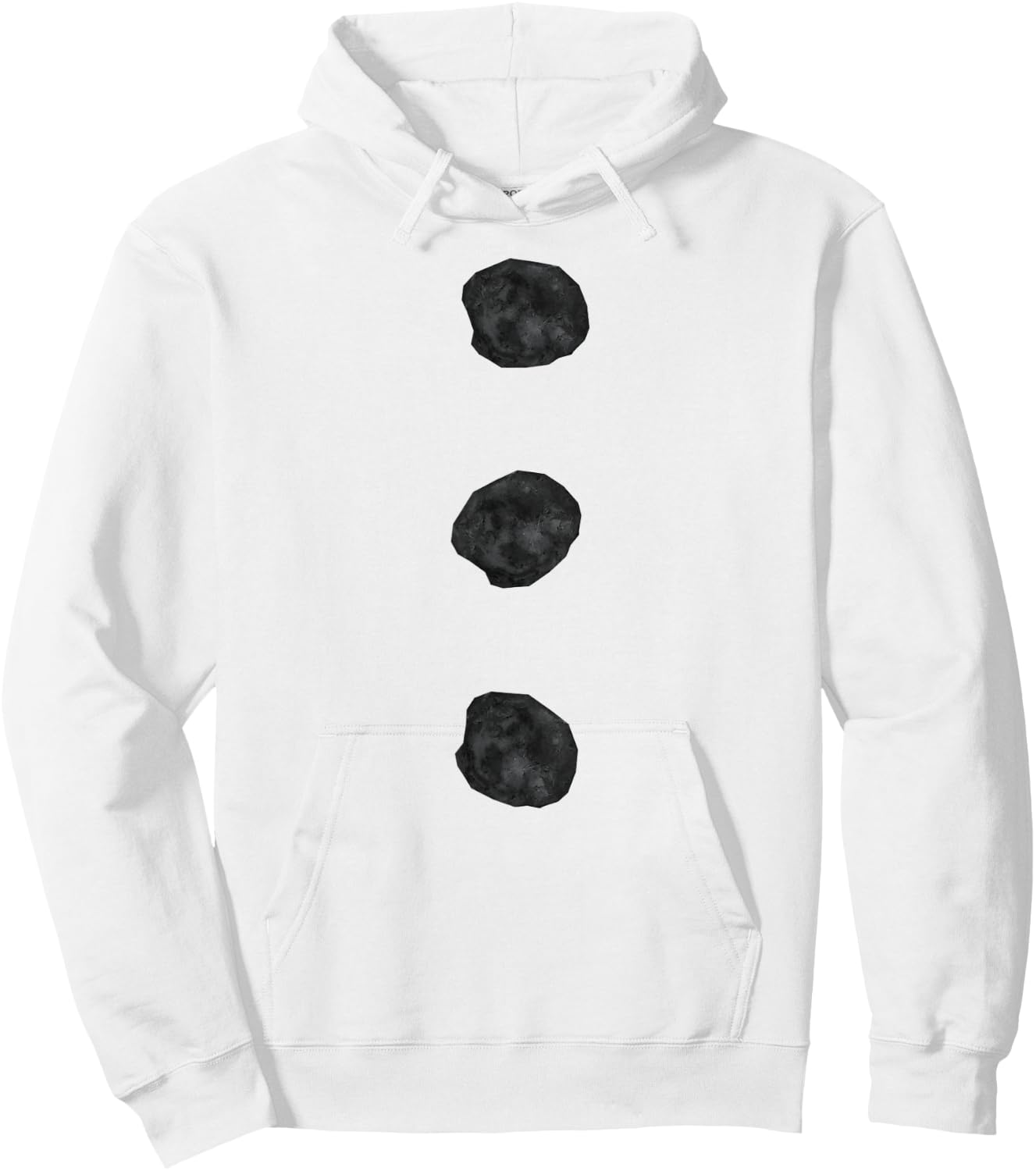 Snowman Costume Shirt Three Black Buttons on White Hoodie - Hoodie | White