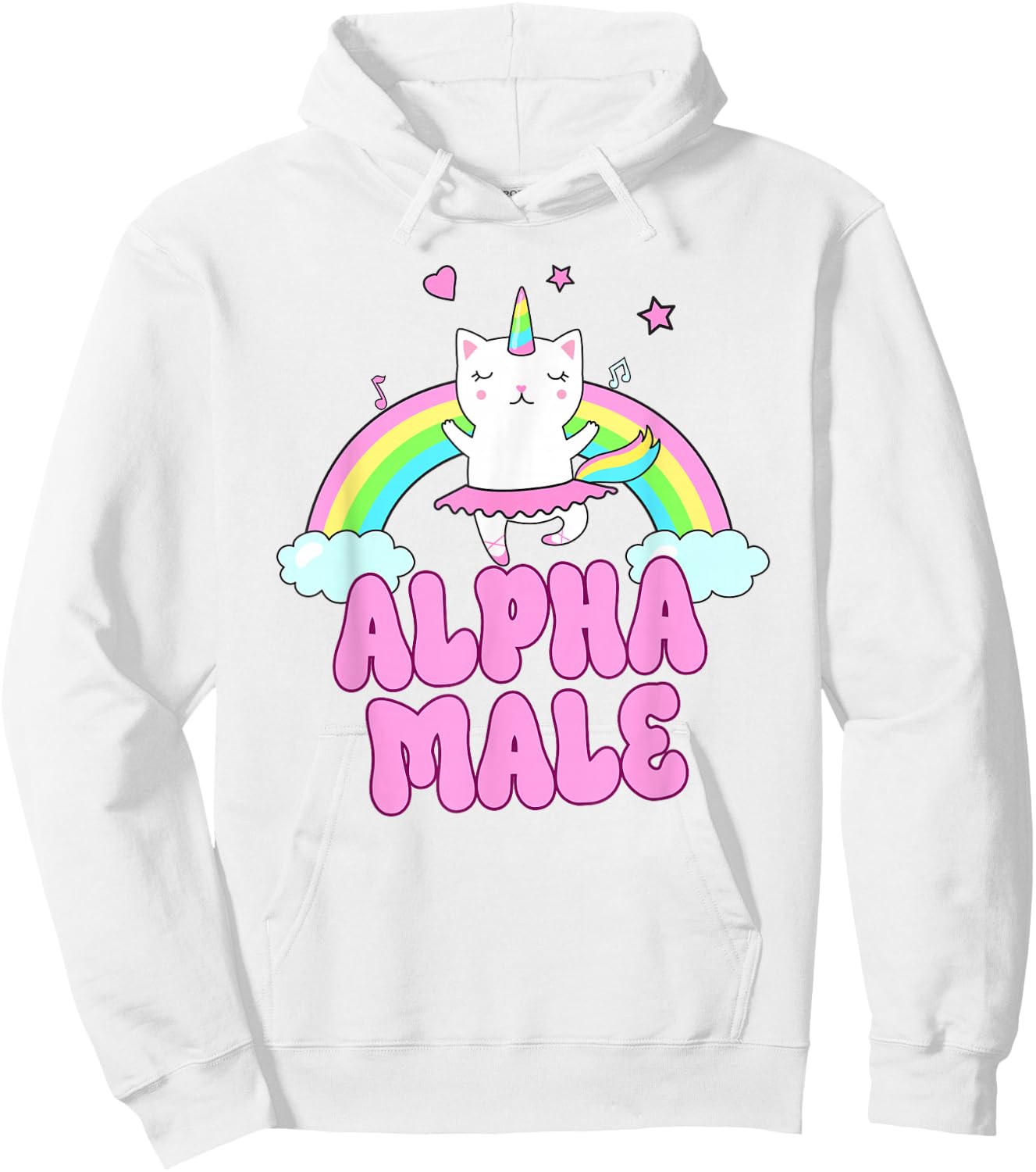 Alpha Male Unicorn Ironic Pink Funny Sarkastic Y2K Meme Hoodie - Hoodie | White
