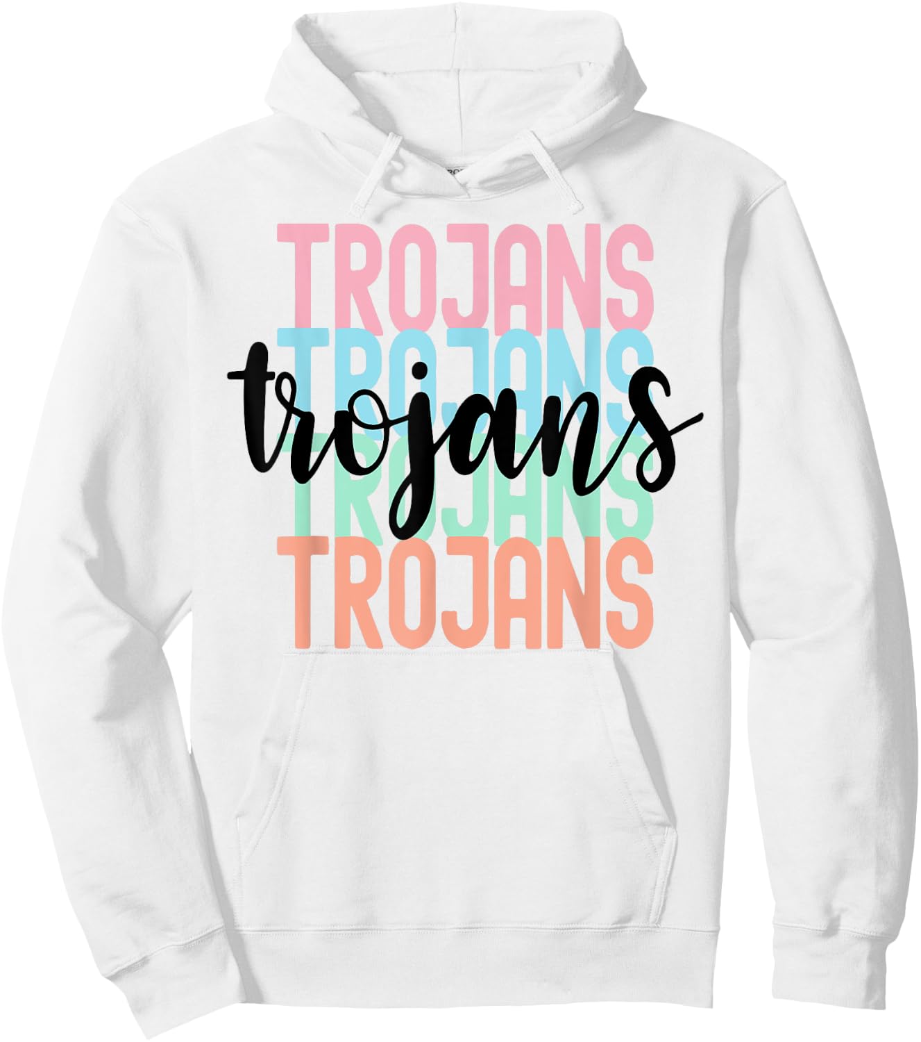 Trojans Team Mascot School Spirit Game Night Hoodie - Hoodie | White
