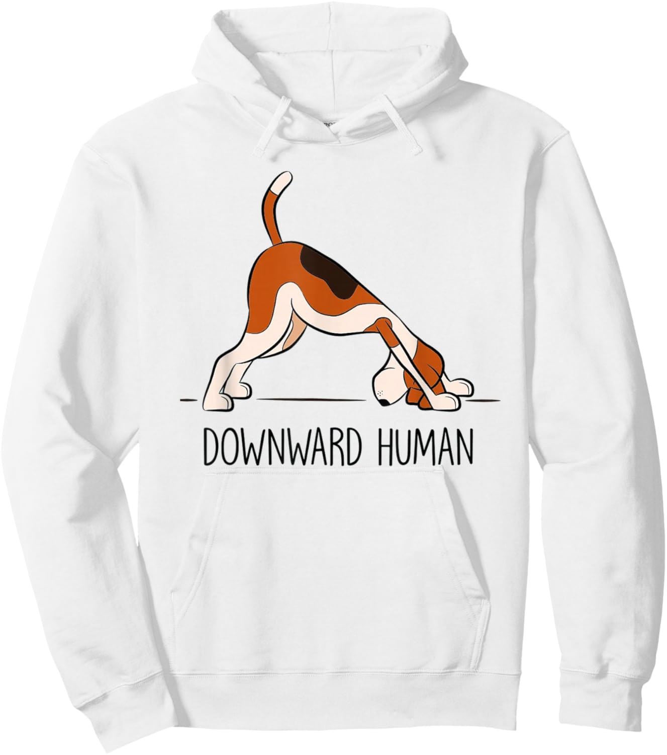 Downward Human Men's Women's Funny Dog Yoga , White Hoodie - Hoodie | White