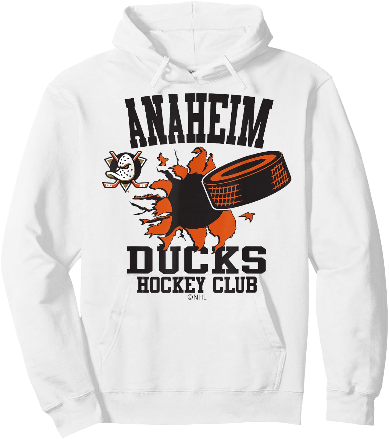 Anaheim Ducks Hockey Puck Burst Officially Licensed Hoodie - Hoodie | White