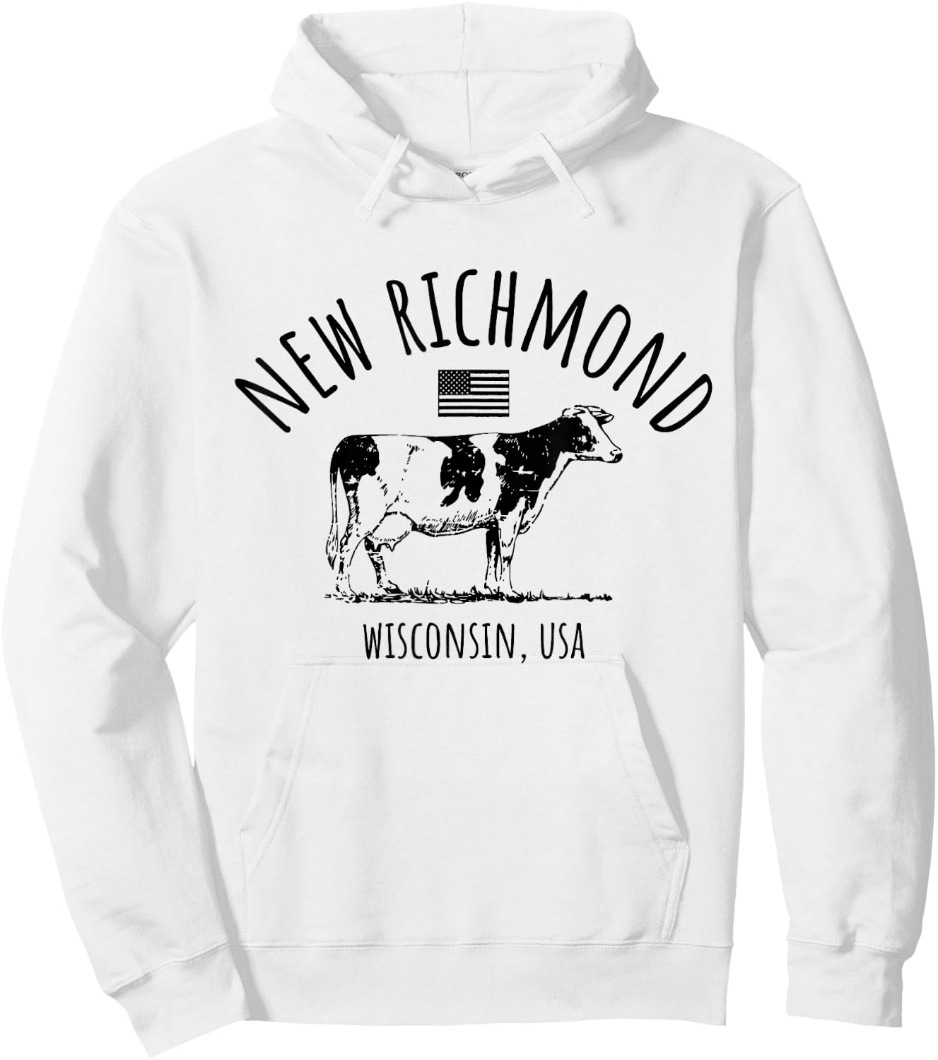 New Richmond Wisconsin USA Retro Cow Vintage Style Design Hoodie - Hoodie | White