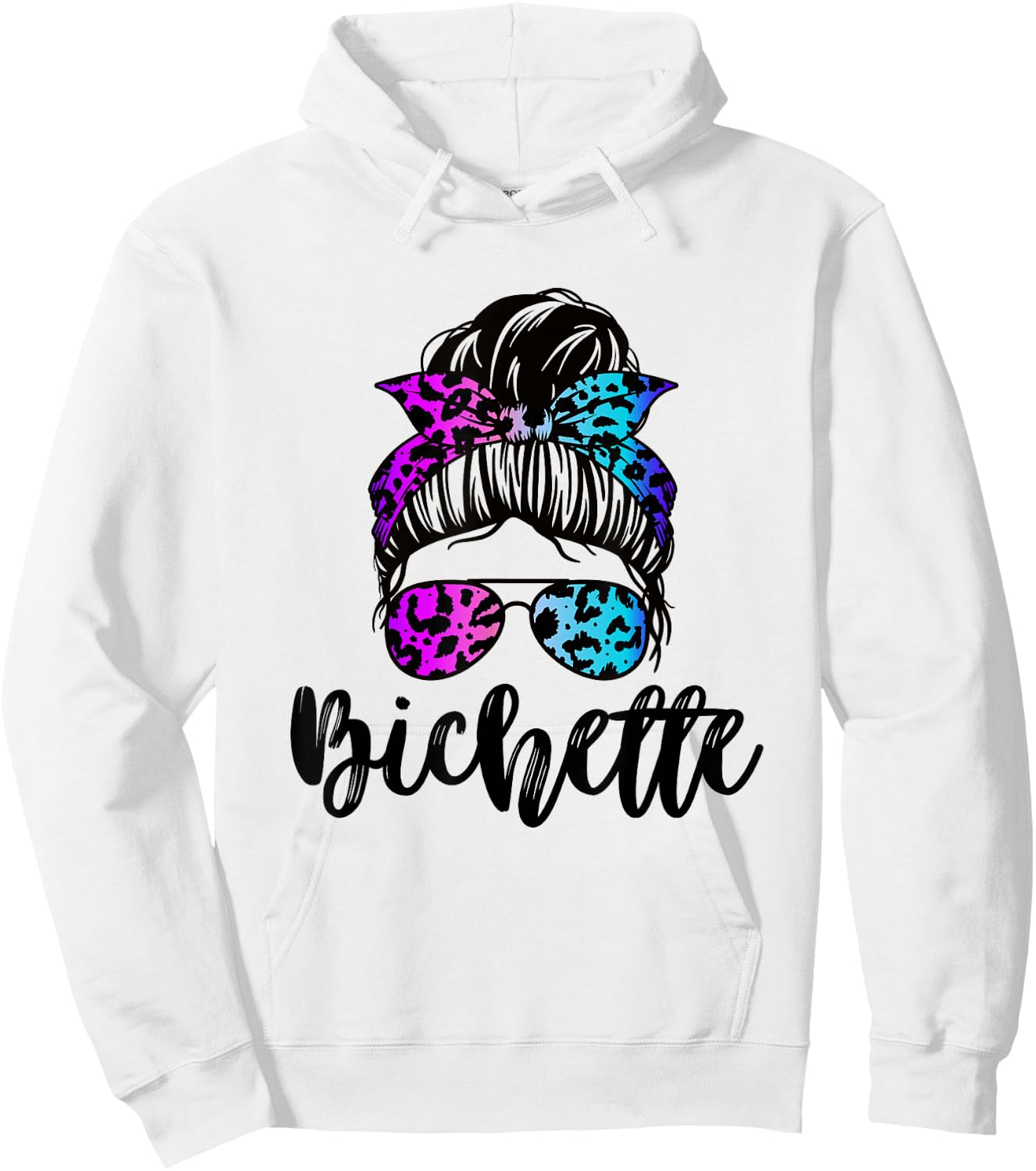 Bichette nickname messy bun leopard gift girl woman couple , white, S Hoodie - Hoodie | White