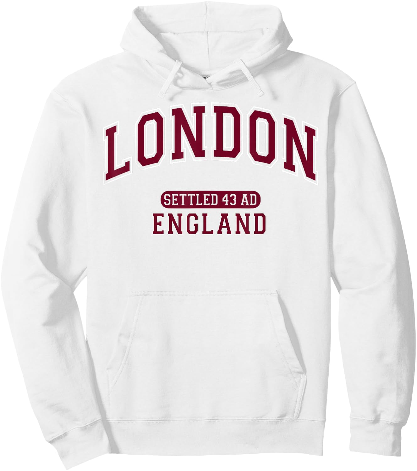 London England Settled 43 AD Vintage Sports Burgundy Hoodie - Hoodie | White