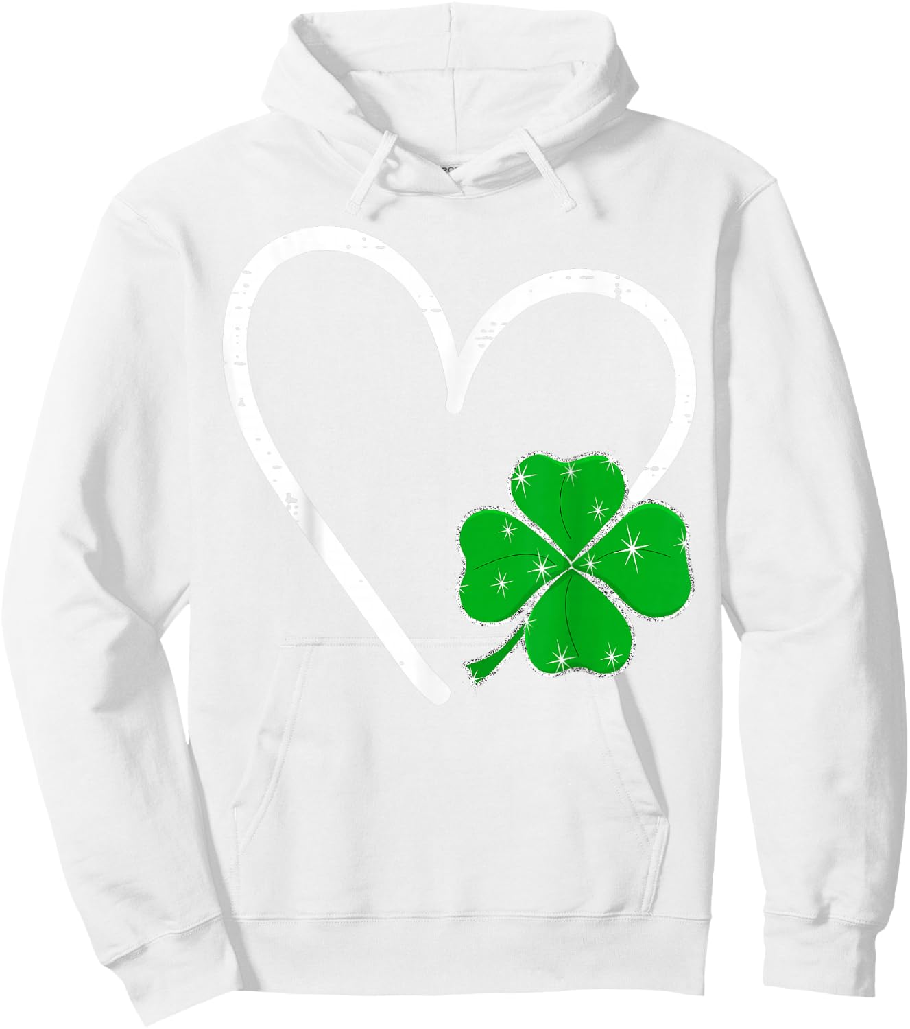 Irish Shamrock Heart Happy St Patrick's Day Go Lucky Charm Hoodie - Hoodie | White