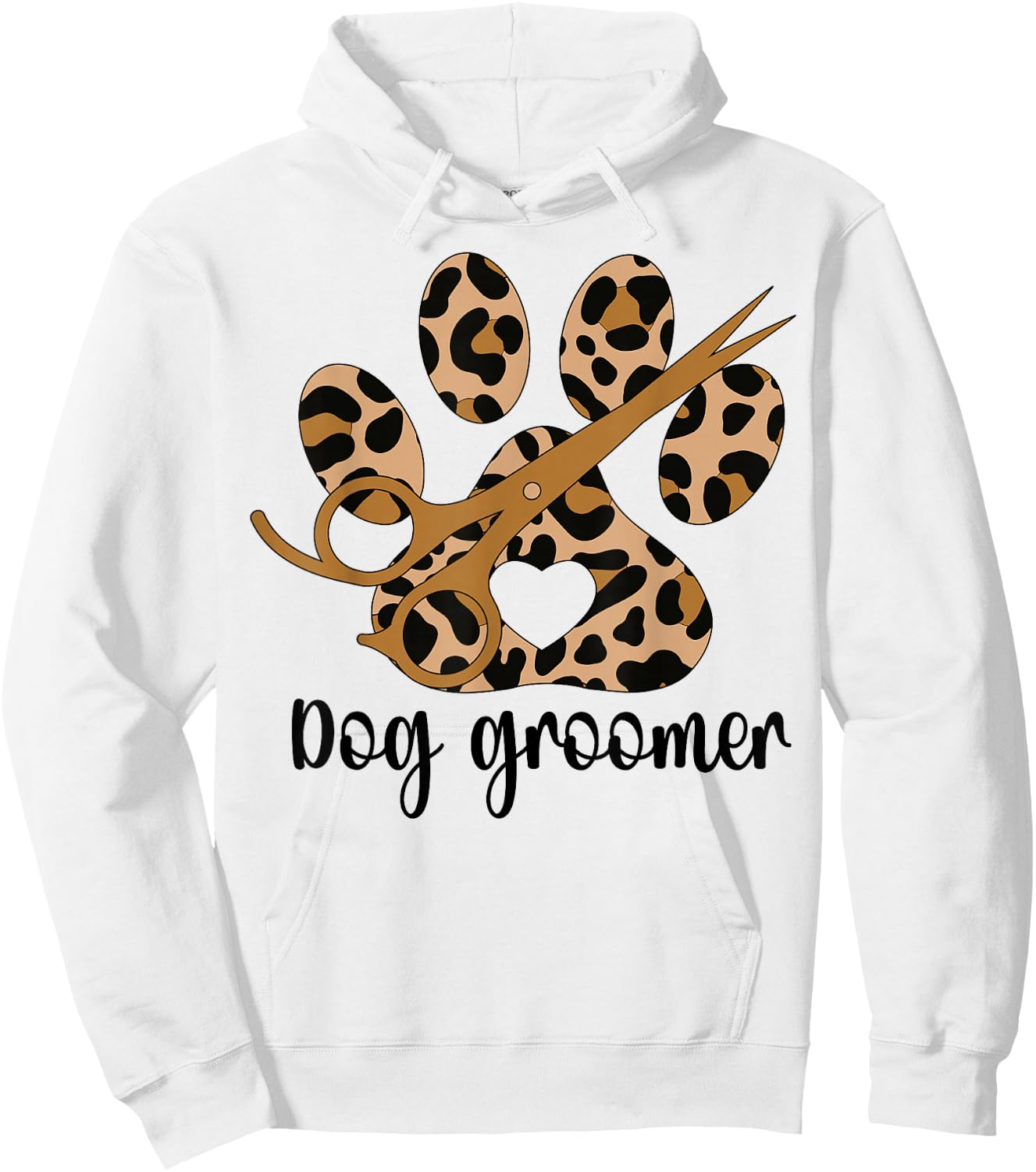 Dog Groomer Leopard Dog Grooming Hoodie - Hoodie | White