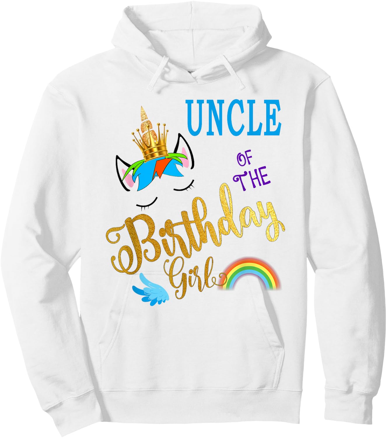 Uncle of The Birthday for Girl Uncle Unicorn First Birthday Hoodie - Hoodie | White