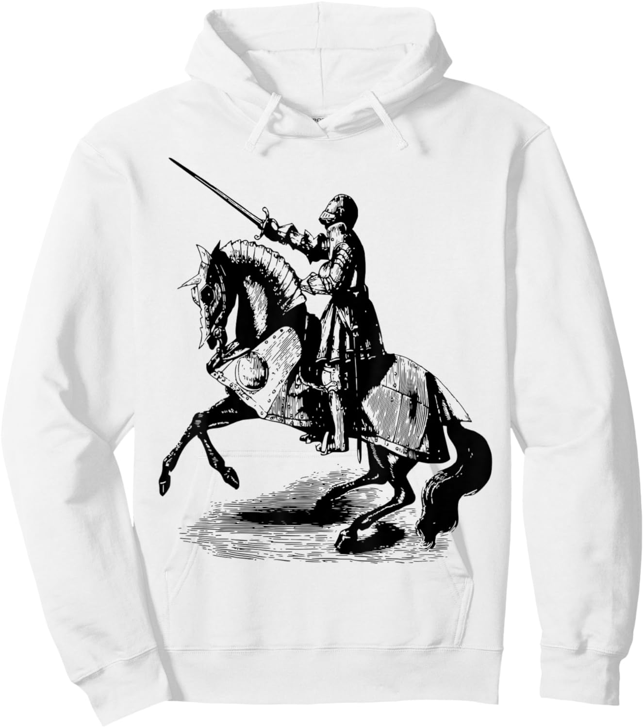 Knight In Suit of Armor Horse Sword Helmet Medieval Hoodie - Hoodie | White