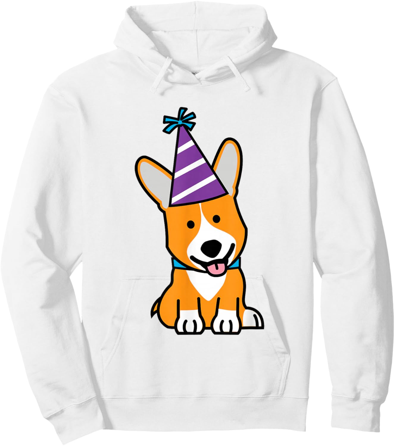 Happy Birthday Party Hat Corgi Welsh dog puppy Hoodie - Hoodie | White