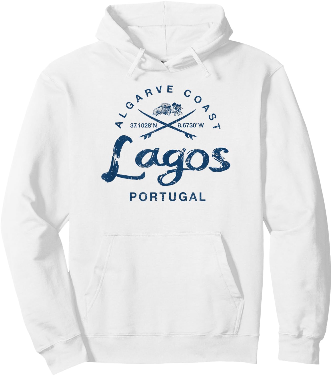 Portugal Lagos Surfing Vintage Hoodie - Hoodie | White