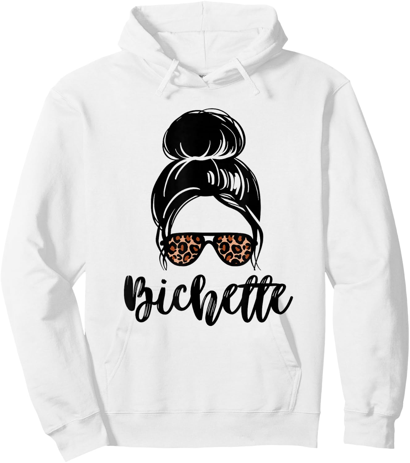 Bichette nickname messy bun leopard gift girl woman couple , white, S Hoodie - Hoodie | White