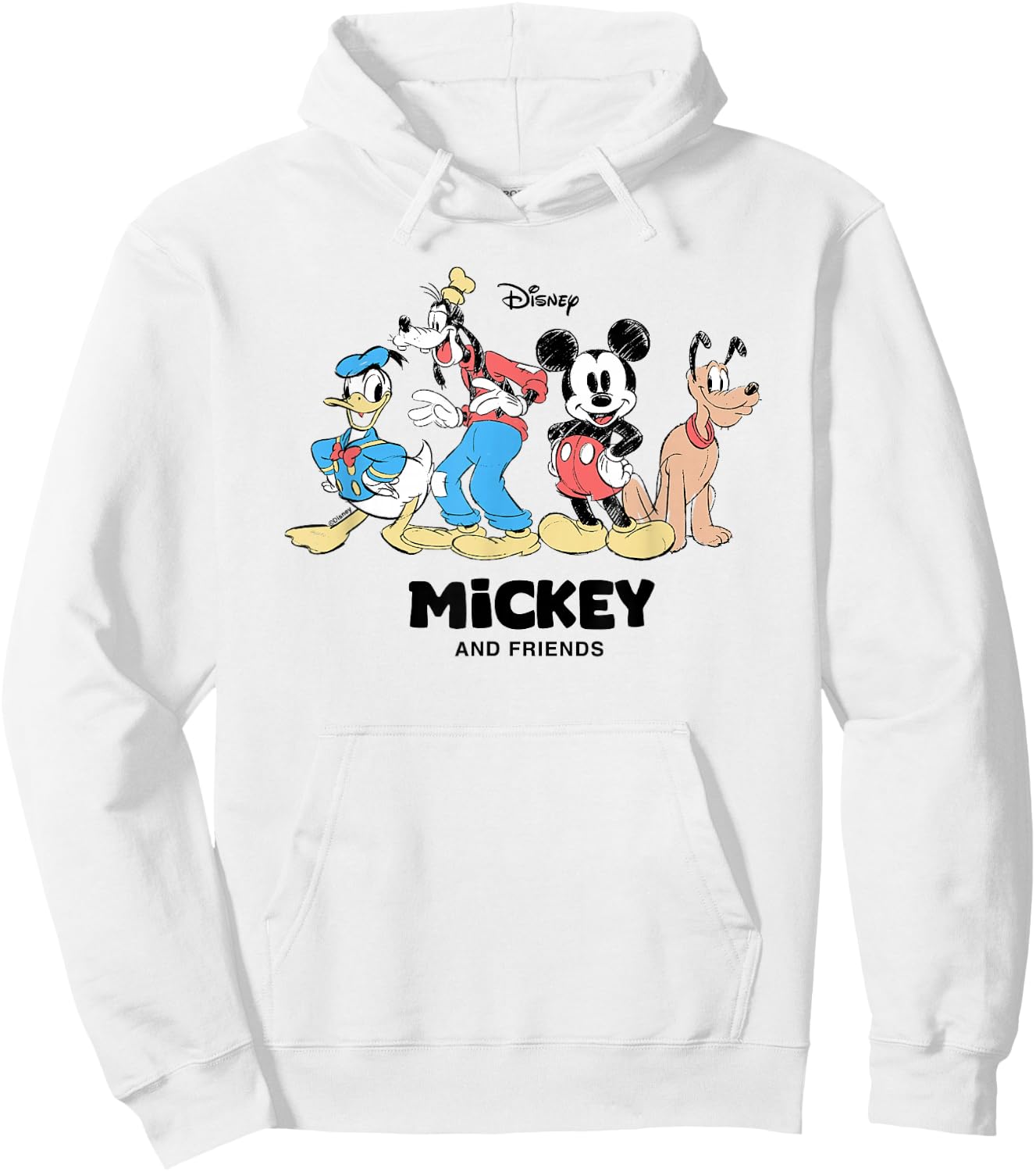 Disney Mickey and Friends Donald Goofy Pluto Lineup Retro Hoodie - Hoodie | White
