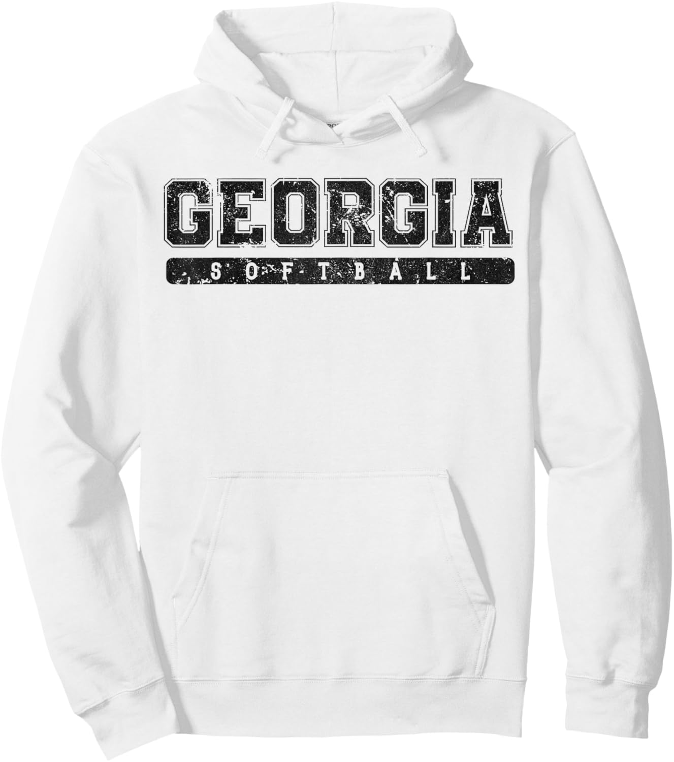 Georgia Softball Black Vintage Text Hoodie - Hoodie | White