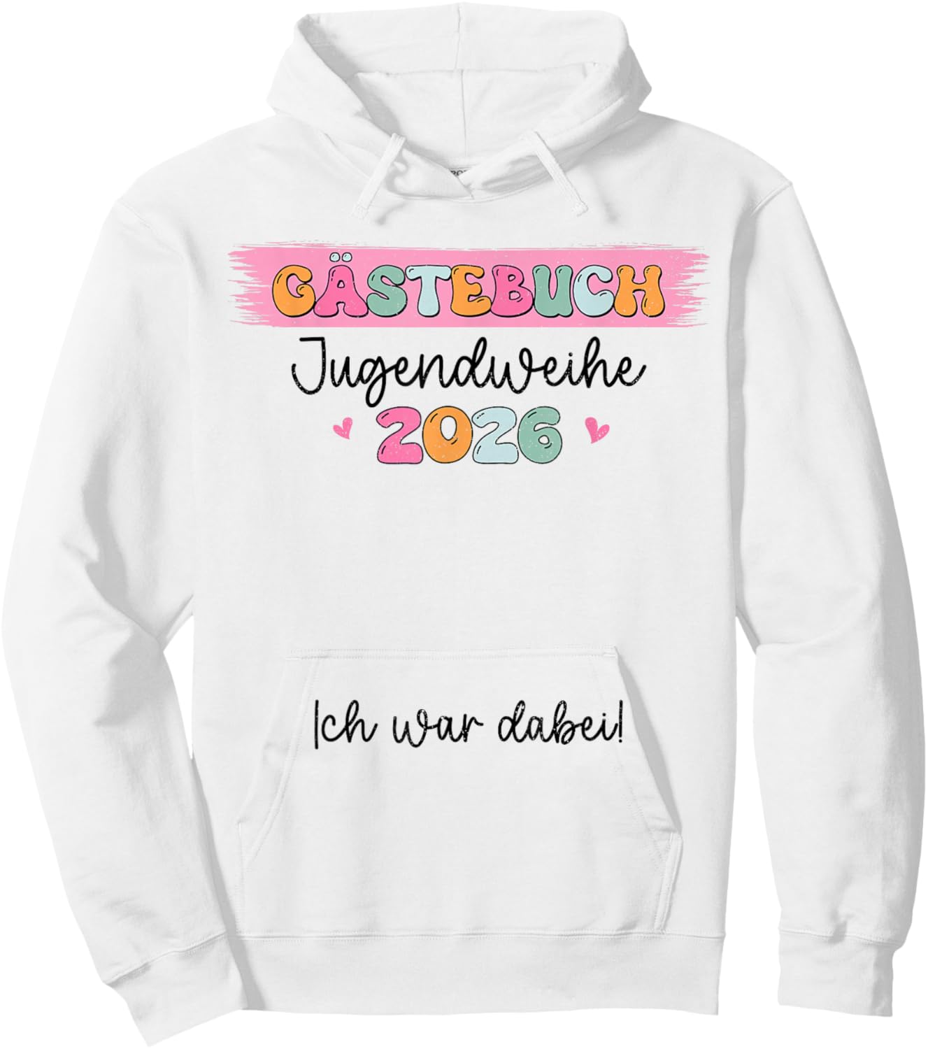 Jugendweihe 2026 Guest Book Guest List for Girls Groovy , White, S Hoodie - Hoodie | White
