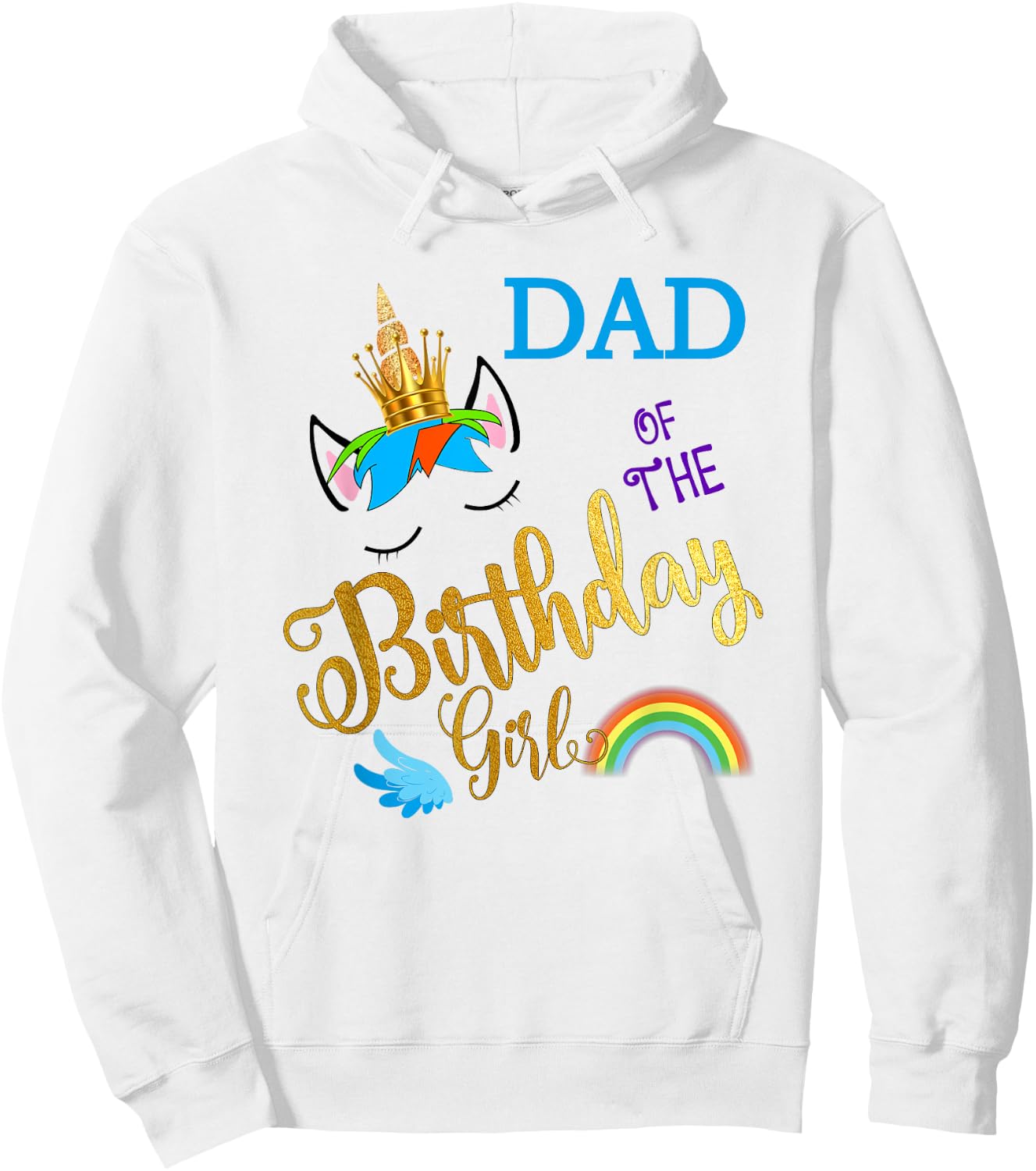 Dad of The Birthday for Girl Daddy Unicorn First Birthday Hoodie - Hoodie | White