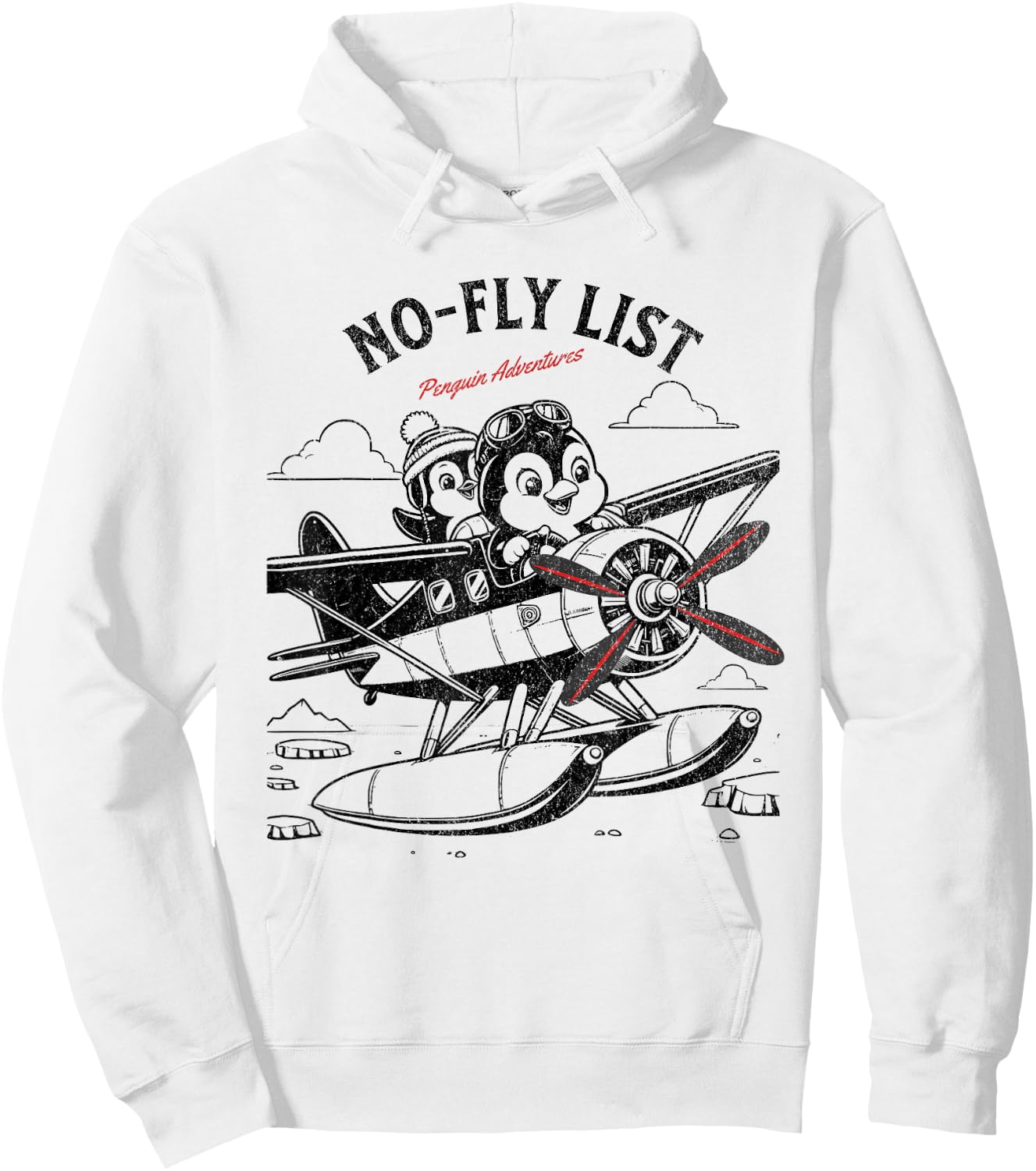 Flying Penguin Adventure No-Fly List Funny Penguin Hoodie - Hoodie | White
