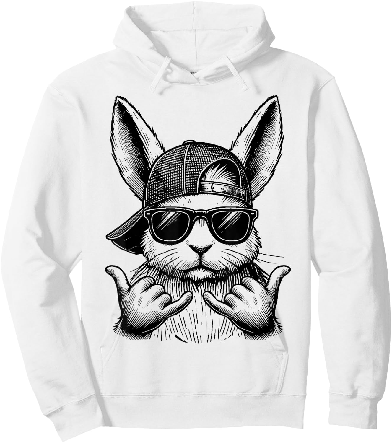 Cool Bunny Face Sunglasses Rabbit Easter Day Kids Boys Hoodie - Hoodie | White