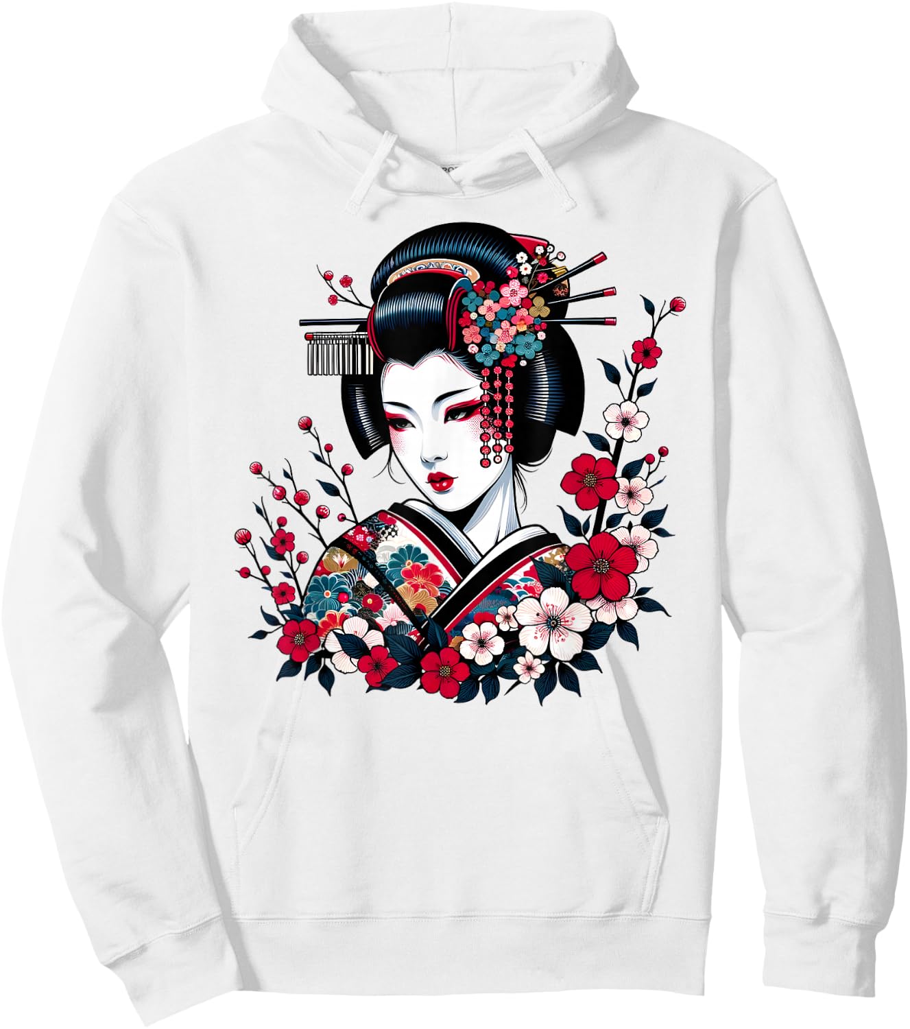 Geisha Beauty Blossom Art Traditional Japanese Culture , white, S Hoodie - Hoodie | White