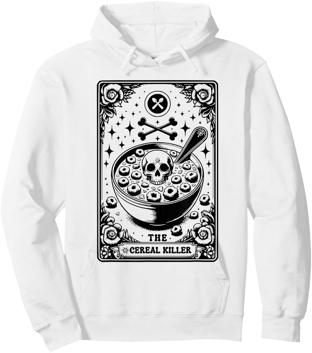 Cereal Killer Breakfast Cereal Bowl Cereals Skull Tarot Card Hoodie - Hoodie | White