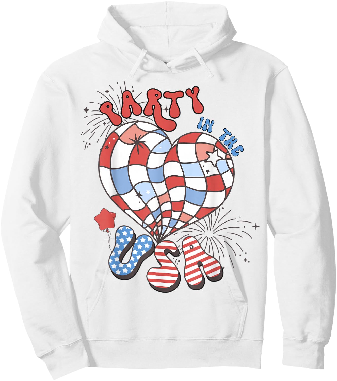 Party in The USA 4th of July America Independence Girl Women Hoodie - Hoodie | White