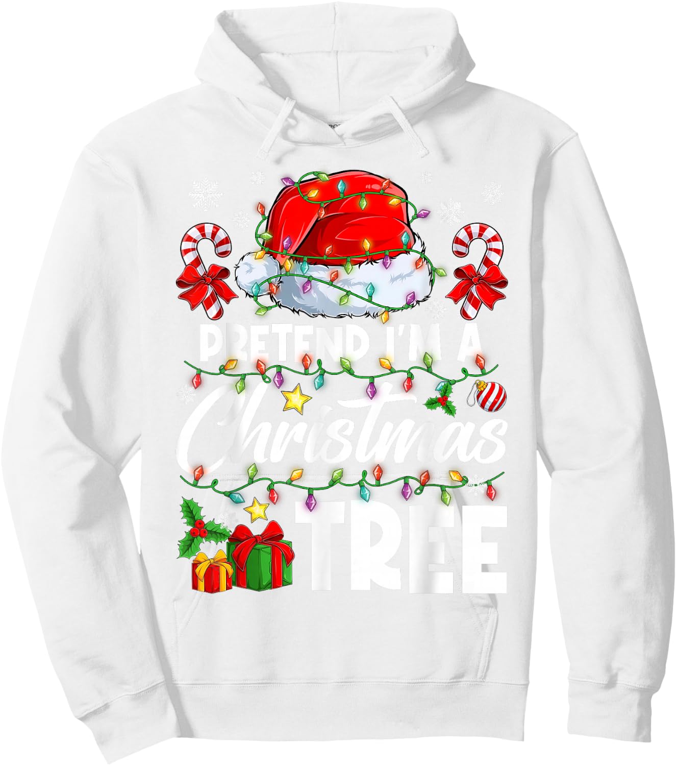 Pretend I'm A Christmas Tree Cosplay DIY Halloween Costume Hoodie - Hoodie | White