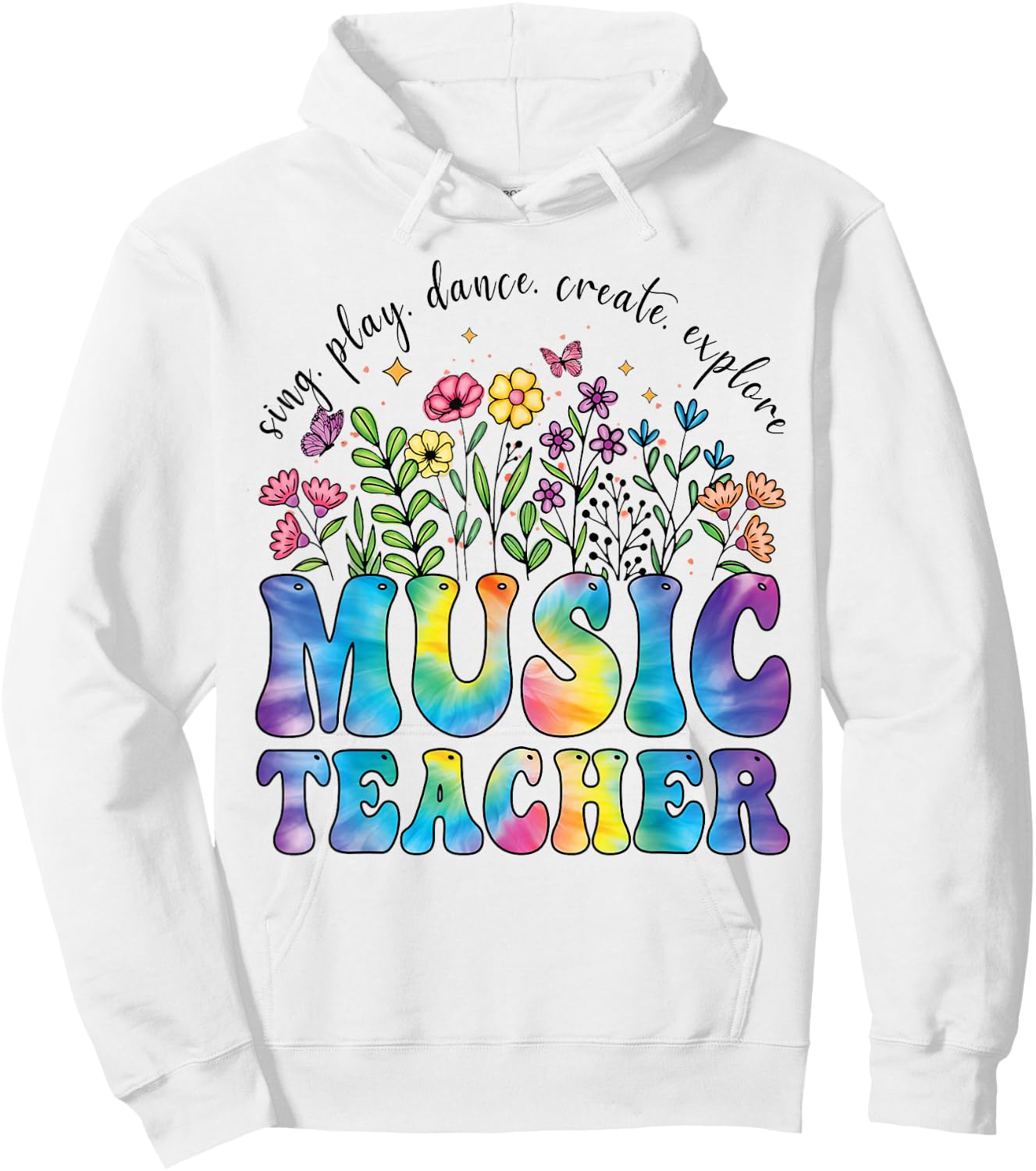 Music Teacher Sing Play Dance School Musicians Tie Dye Women Kids Hoodie - Hoodie | White