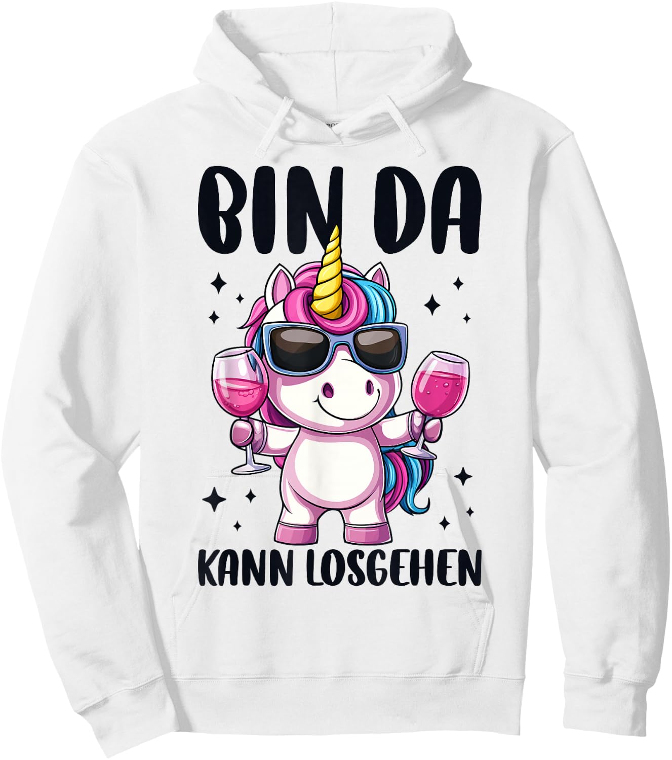 Bin Da Kann Losgehen Unicorn , White, S Hoodie - Hoodie | White