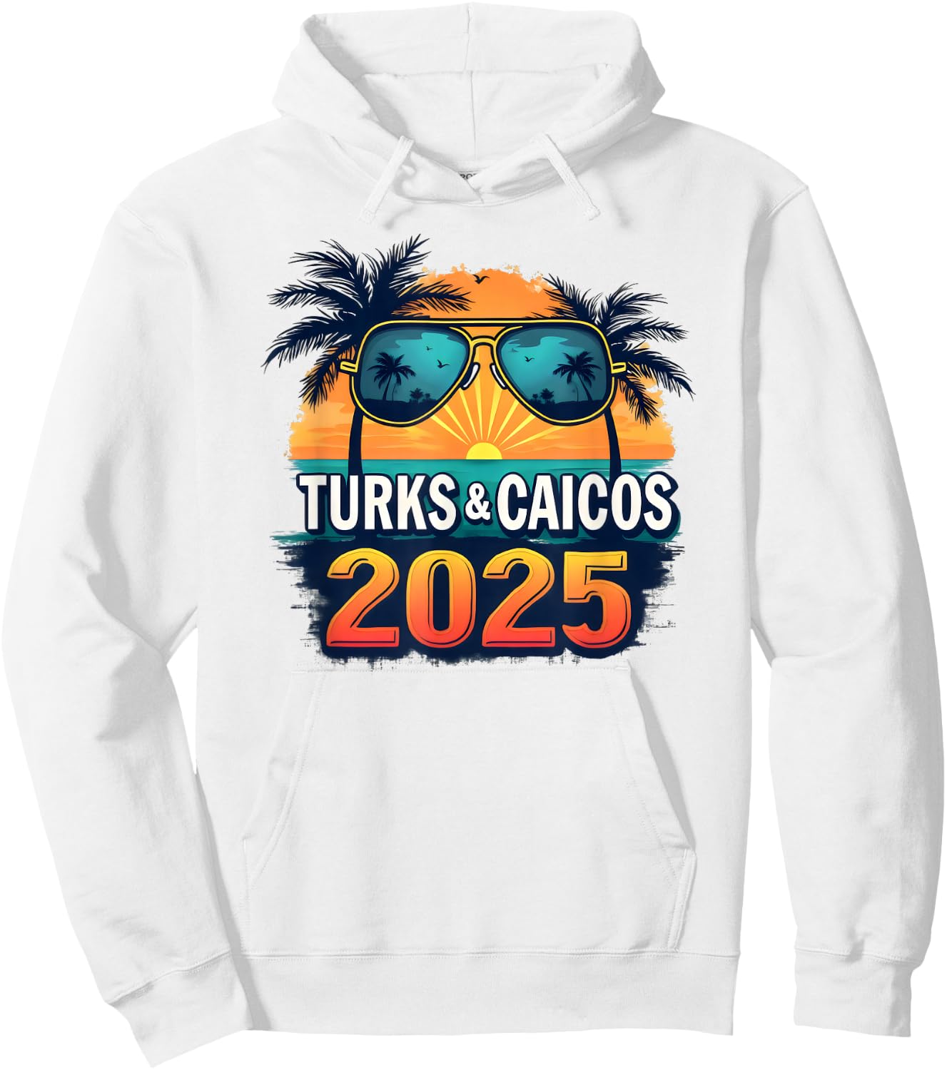 Tropical Turks & Caicos 2025 Retro Hoodie - Hoodie | White