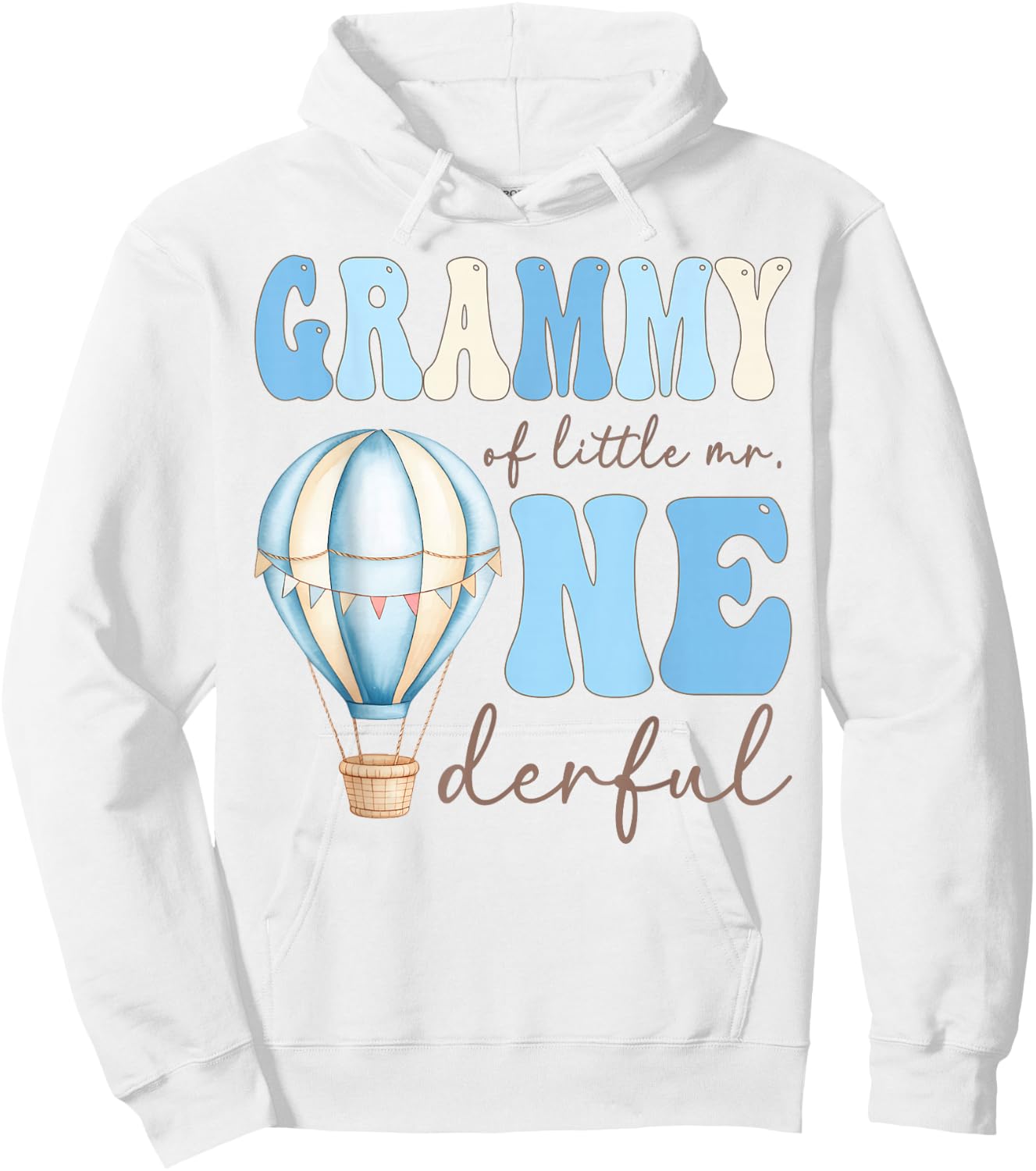 Grammy of Little Mr. Onederful 1st Birthday Boy Air Balloon Hoodie - Hoodie | White