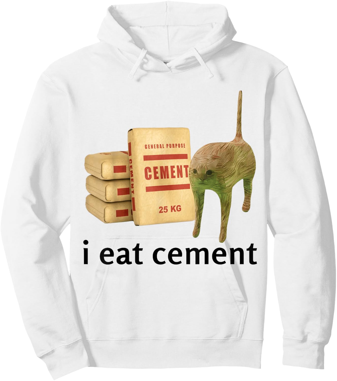 I Eat Cement Cat Shirt Kids Funny Dank Cat Meme Hoodie - Hoodie | White