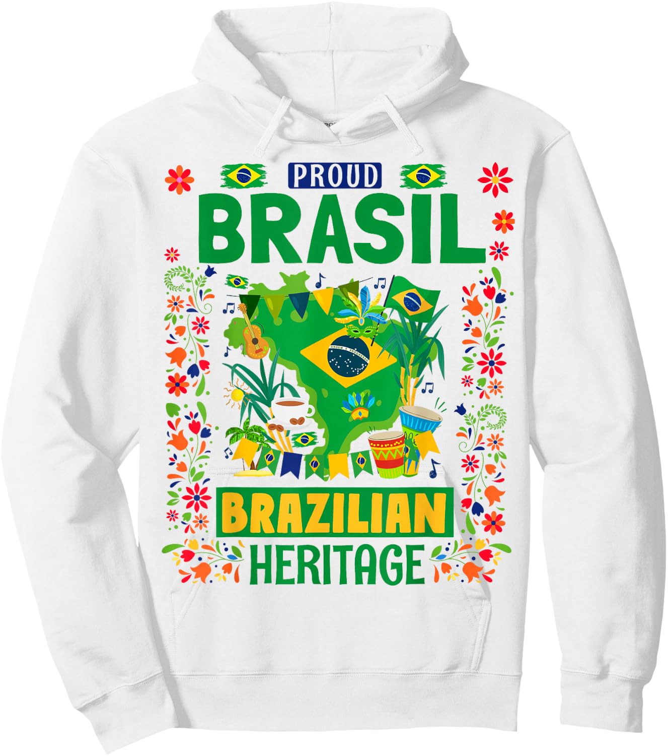 Brazil Flag for Kids - Brazil and Brazil Flag Hoodie - Hoodie | White