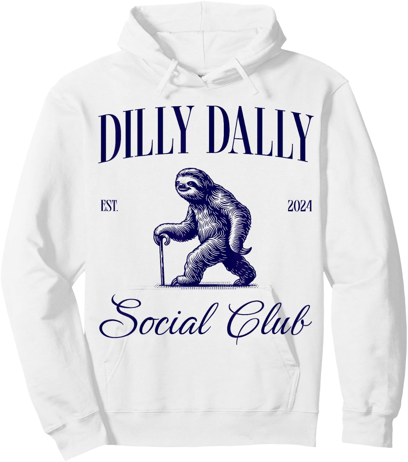 Dilly Dally Social Club Sloth Hoodie - Hoodie | White