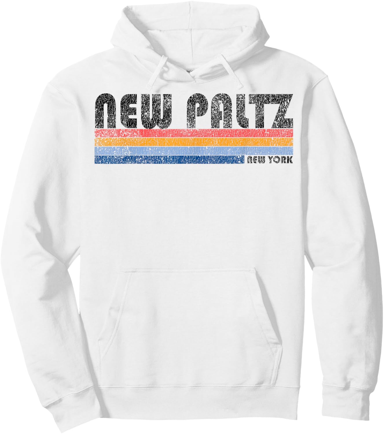 Vintage 1980s Style New Paltz New York Hoodie - Hoodie | White