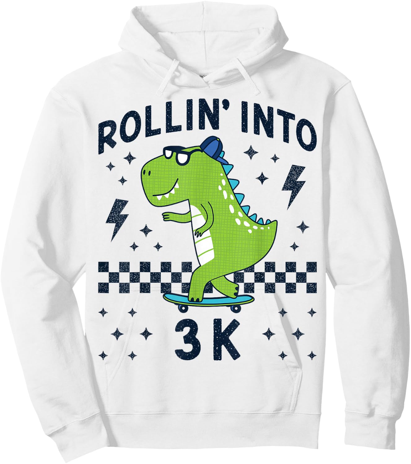Rollin Into 3K Dinosaur Back to School Kid I’m Ready for 3 K Hoodie - Hoodie | White
