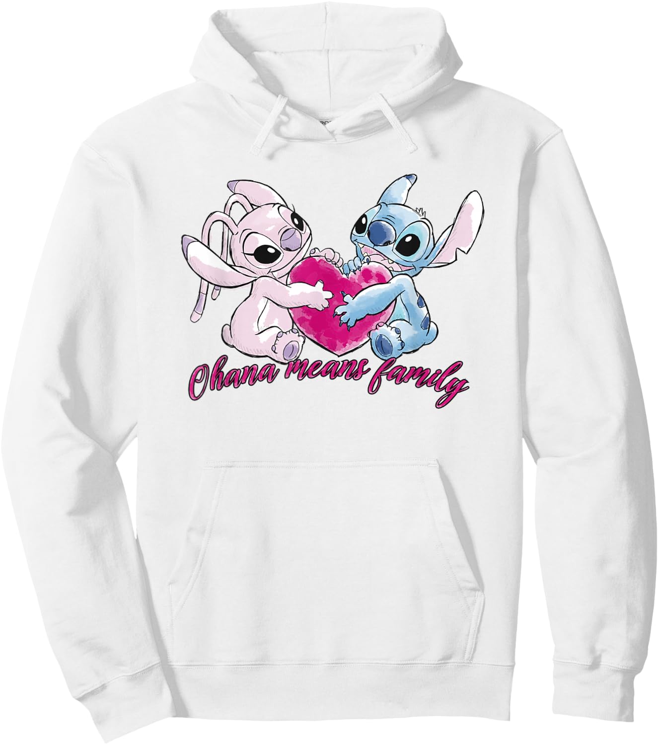 Lilo & Stitch Ohana Heart With Angel Hoodie - Hoodie | White