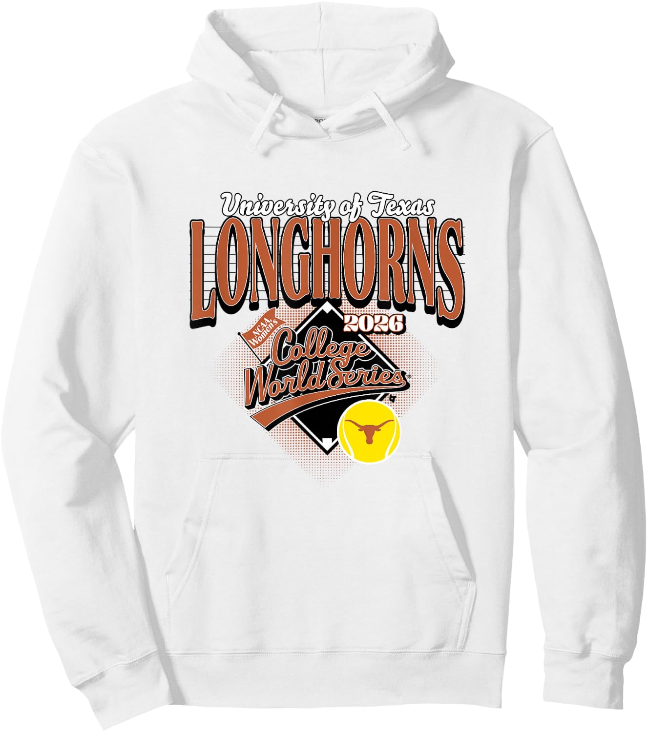 2026 Women's College World Series - Texas Longhorns Softball Hoodie - Hoodie | White