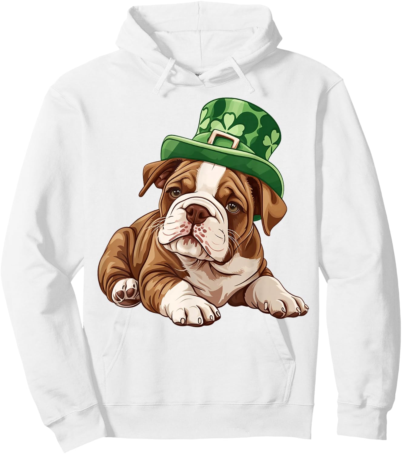Saint Patricks Day English Bulldog Dog Shamrock Hat Gifts Men Women Kids Hoodie - Hoodie | White