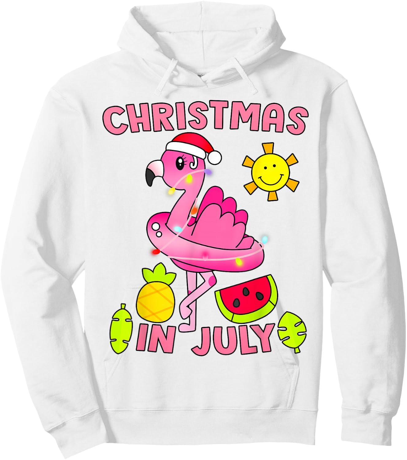 Christmas in July Flamingo Beach Summer Christmas in July Hoodie - Hoodie | White