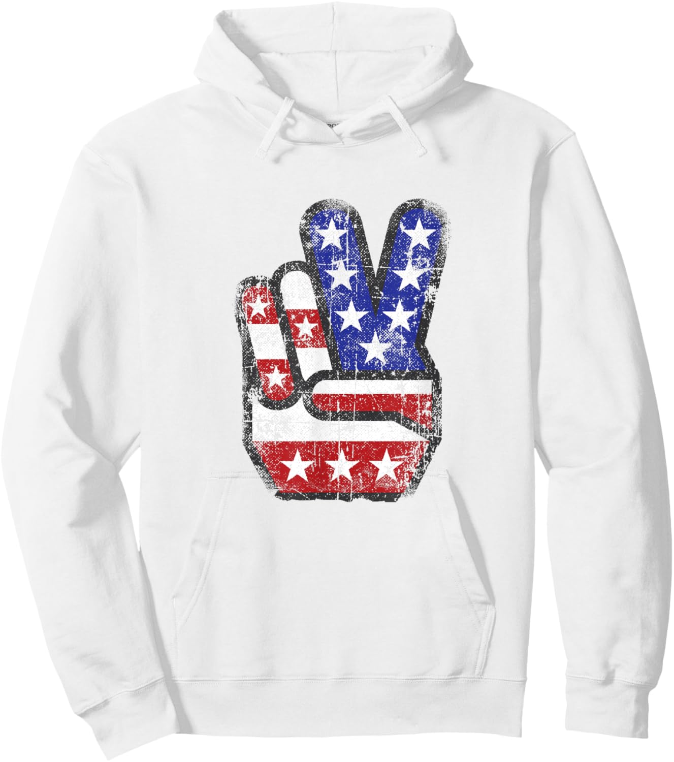 Fourth 4th of July Shirt American Flag Peace Sign Hand Hoodie - Hoodie | White