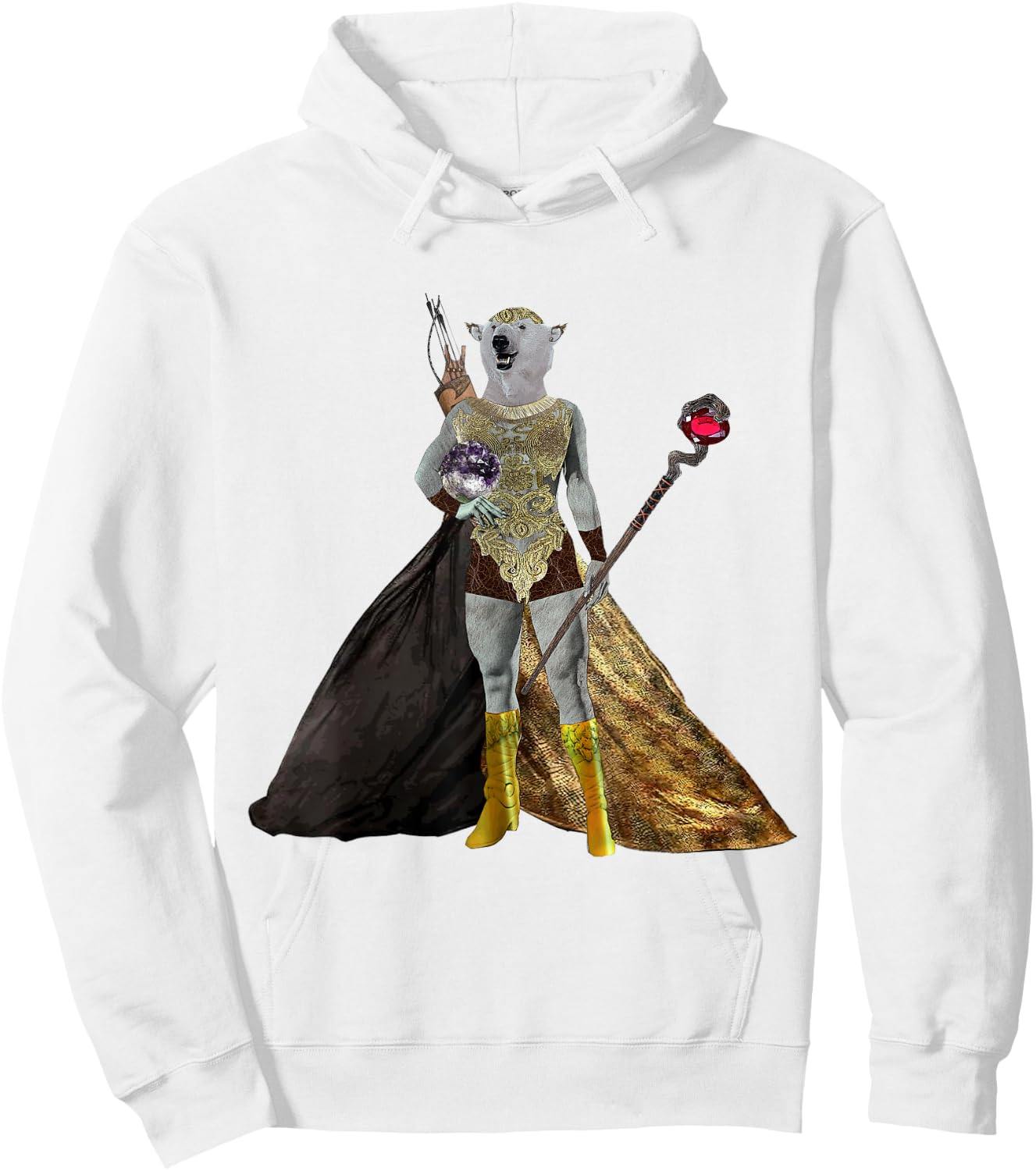 Alyse The Gold Elf Polar Bear Sorceress Hoodie - Hoodie | White